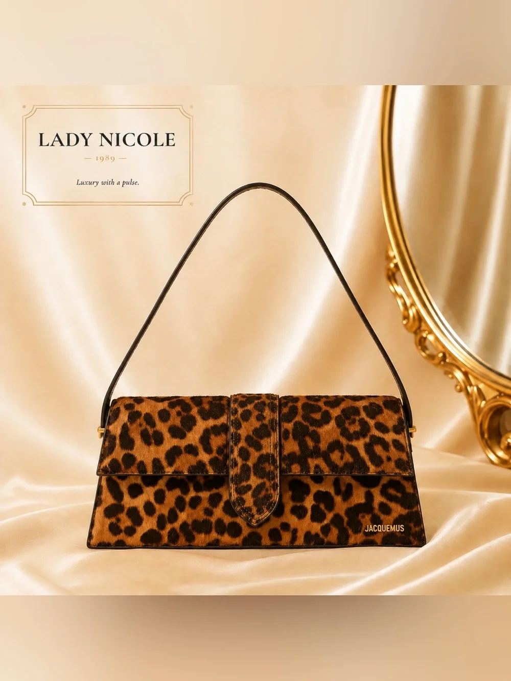 Jacquemus Le Bambino Long Leopard Calf Hair Shoulder Bag